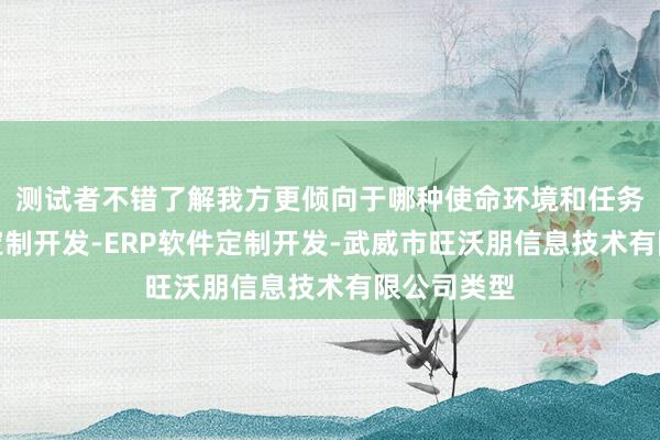 测试者不错了解我方更倾向于哪种使命环境和任务软件系统定制开发-ERP软件定制开发-武威市旺沃朋信息技术有限公司类型