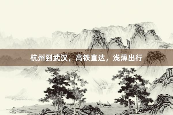 杭州到武汉，高铁直达，浅薄出行